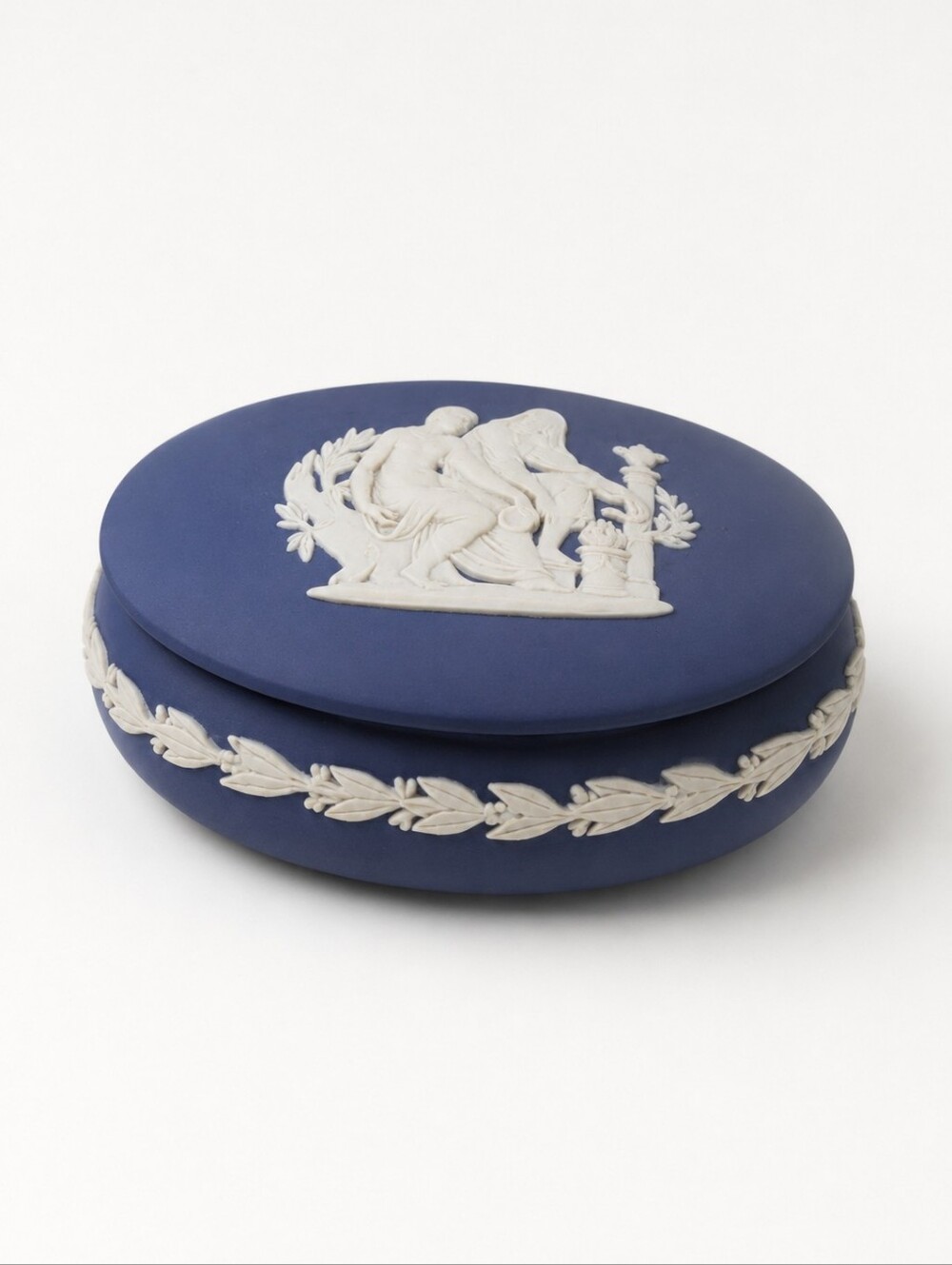 Wedgwood Blue Jasperware Oval Trinket Box